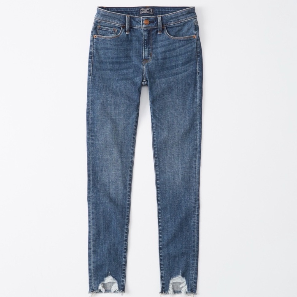 A&F Mid Rise Super Skinny Classic Blue Women's Jeans